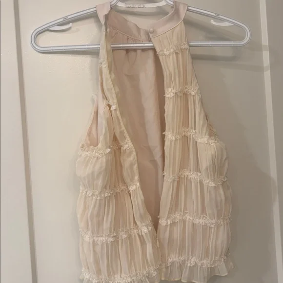 Cream Sleeveless Ruffled Top - Picture 4 of 4
